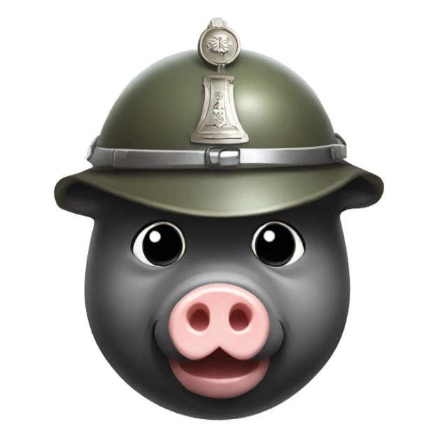pig head with soldier helmet sticker