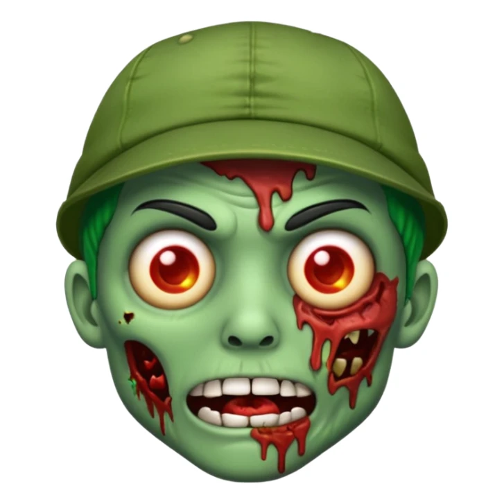Create a zombie emoji with a cap sticker