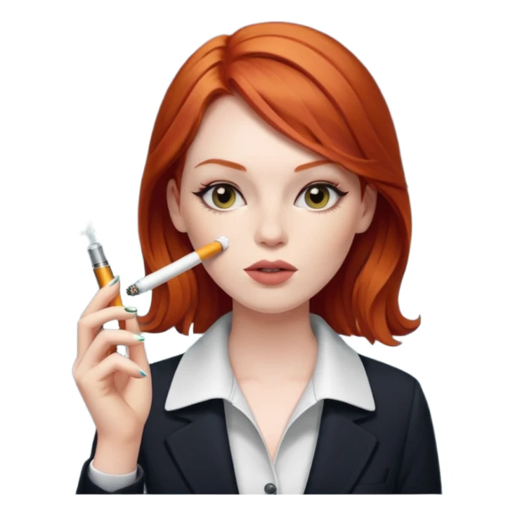 red head office girl, smoking electric ciggarette sticker
