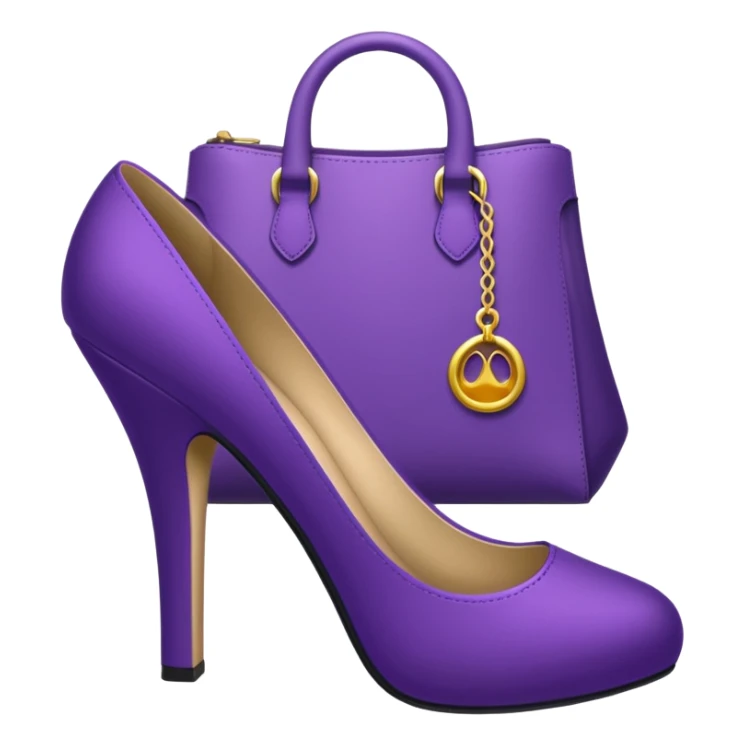 royal purple heels, cosmetics and bag emojis sticker