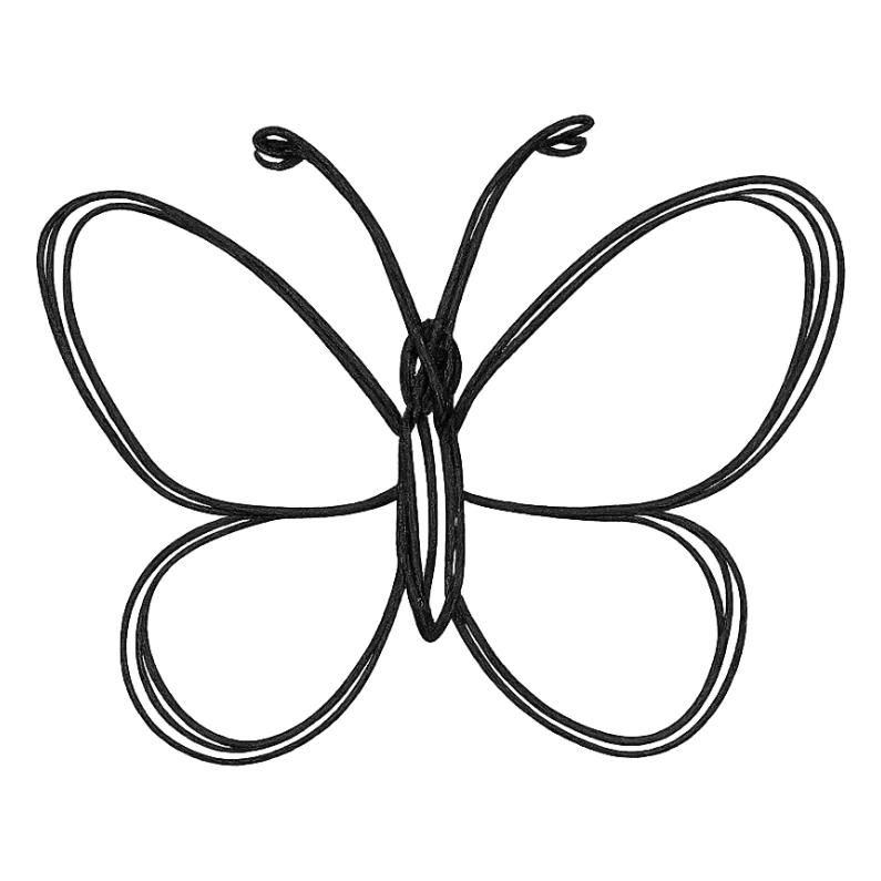 hand drawn outlined icon of a pink butterfly, no fill, transparent background, thick lines sticker
