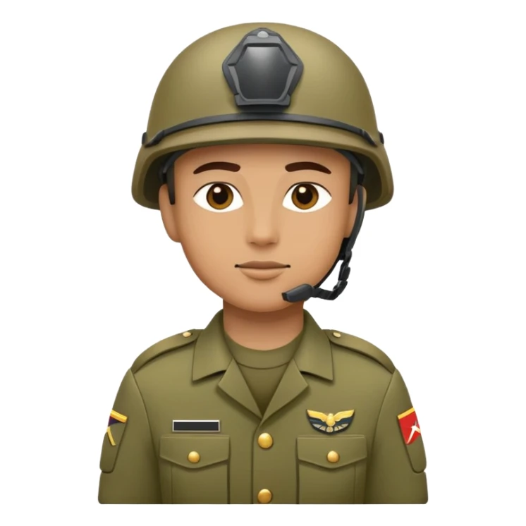 Military soldier in uniform with helmet sticker
