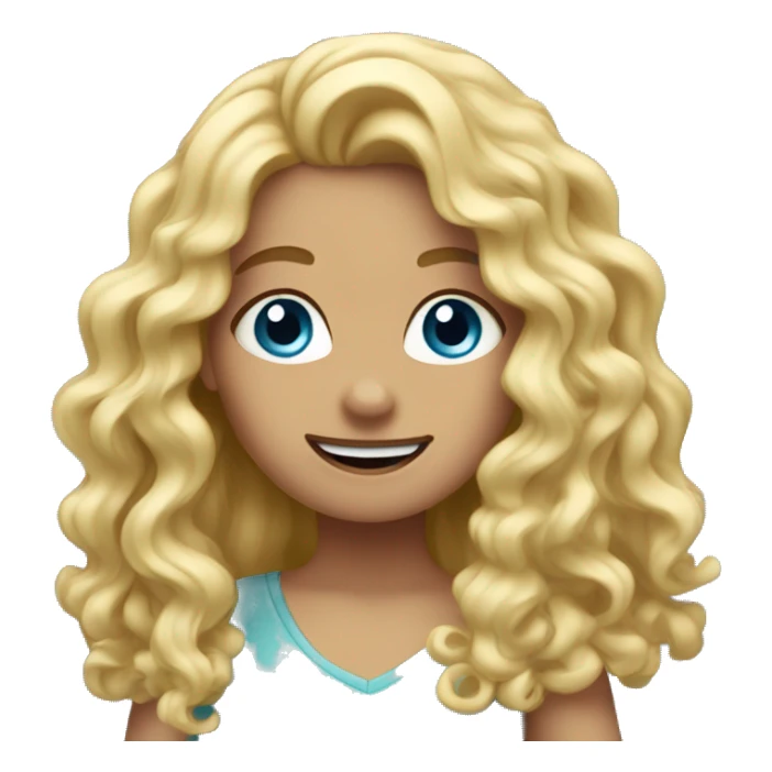 Girl with blue eyes and long blonde curly hair going thumbs up sticker