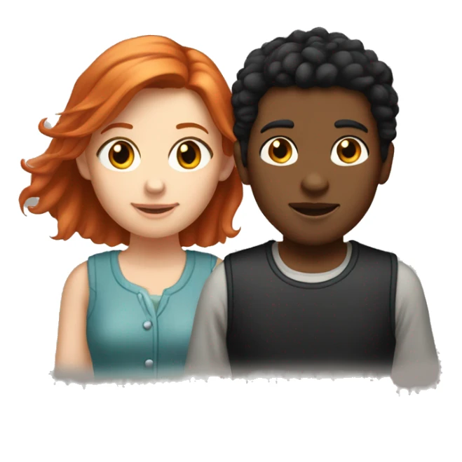 "A red-haired, fair-skinned girl and a black-haired, fair-skinned boy." sticker