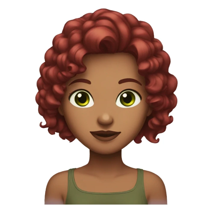 Brown skin dark red hair green eyes sticker