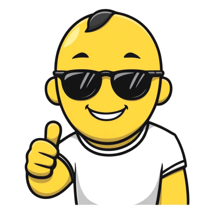 smug guy in sunglasses giving a thumbs up, cartoon sticker sticker