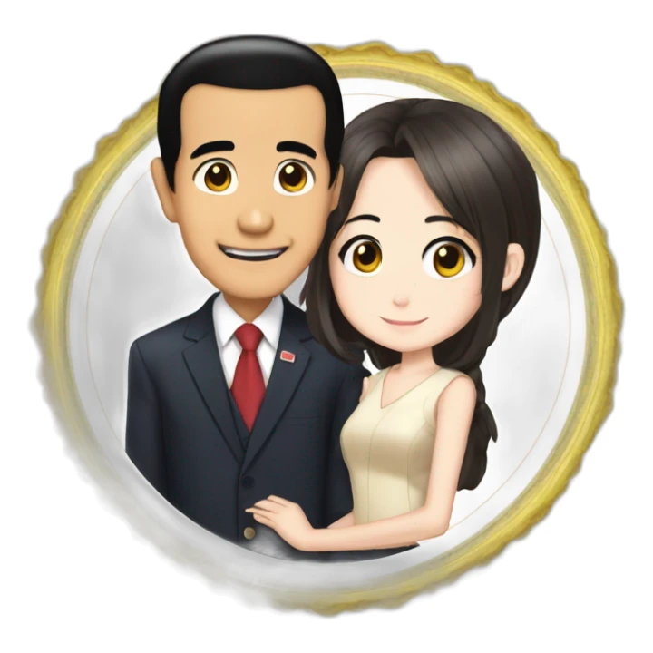 Presiden Jokowi and cute girl anime sticker