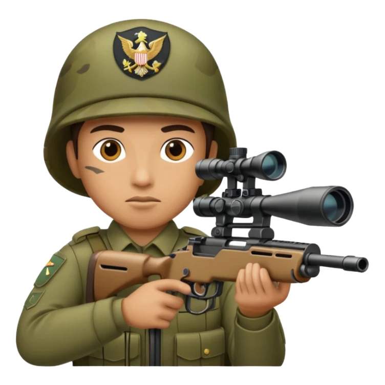 An army policeman aiming with a sniper rifle. sticker