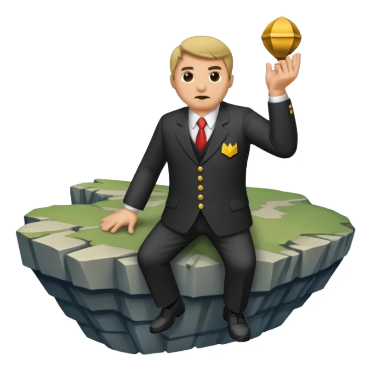 a mafiosi snitch bound up and held over a cliff sticker