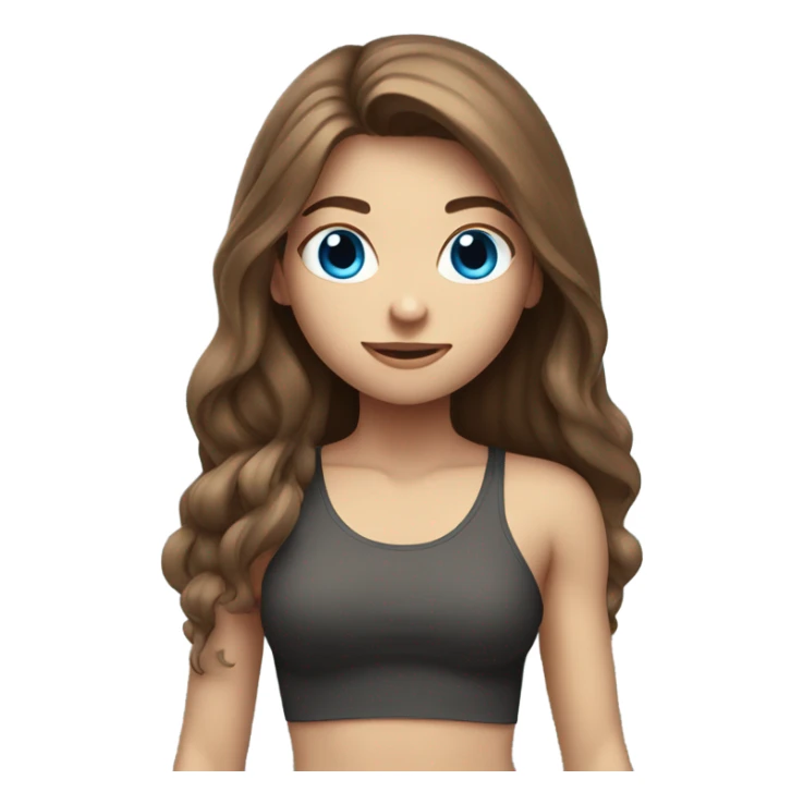 girl with long brown hair,  bright blue eyes, lifting weights sticker