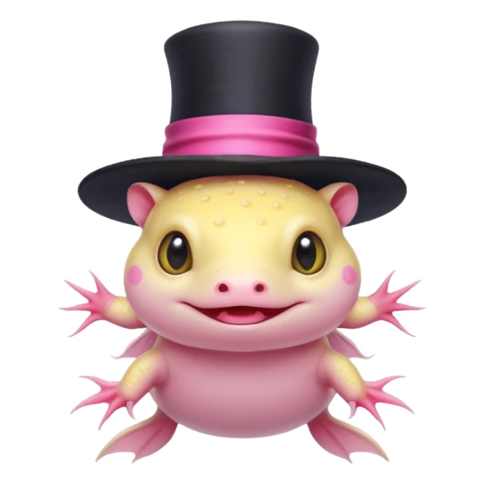 light yellow axolotl with magician hat sticker