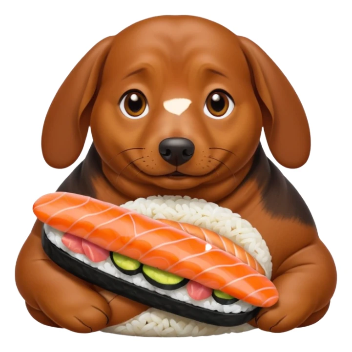 overweight dachshund eating too much sushi  sticker