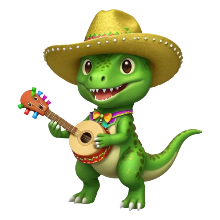 T. rex wearing a Mariachi hat and holding maracas sticker