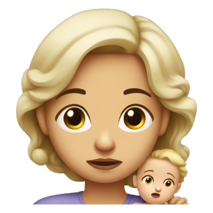 skeptical mother with sad baby sticker