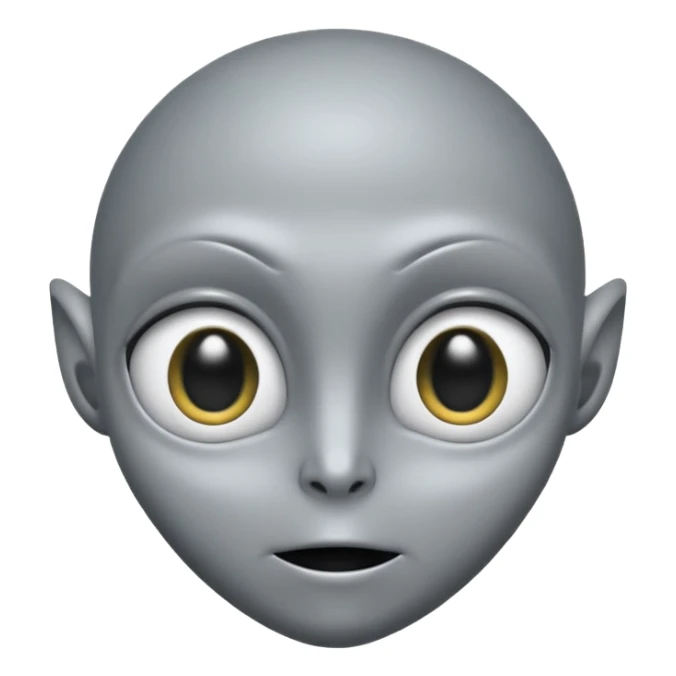 Grey alien head, almond-shaped eyes solid black, entire eye black, no white or iris, slanted, pale grey skin, cartoon emoji, no background


 sticker