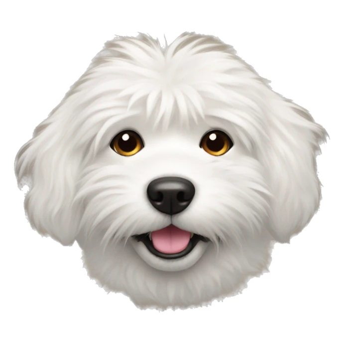 white furry dog with mustache and tongue sticking out sticker