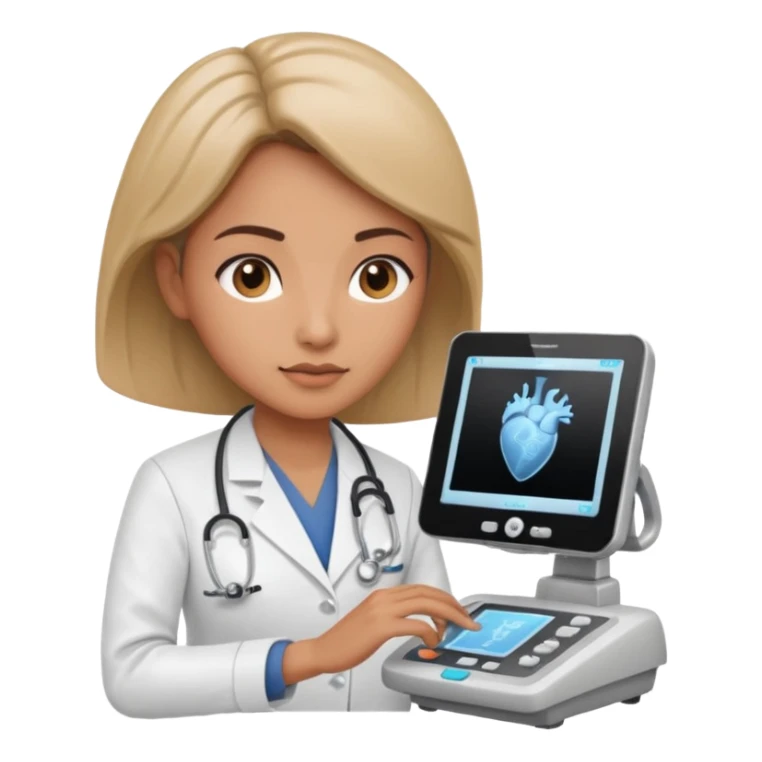 female doctor working an ultrasound machine sticker
