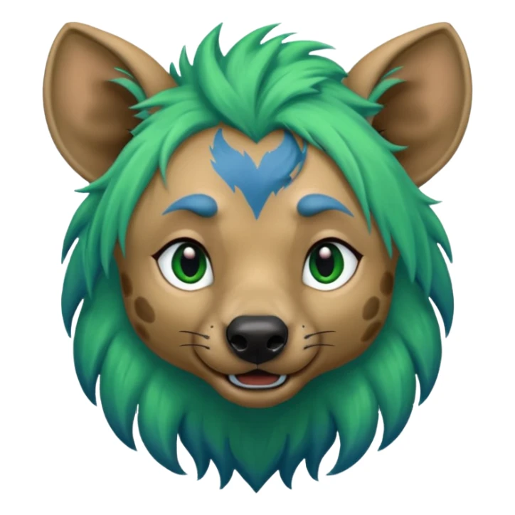 hyena withlong blue and green hair sticker