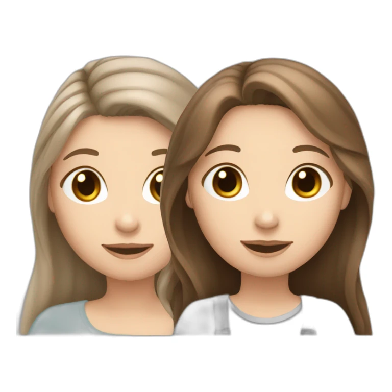 White Girl brown hair anD two Grey bunnies sticker