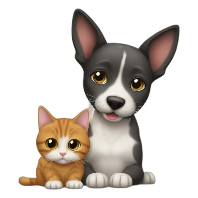 Hond met een kat die een snor heeft sticker