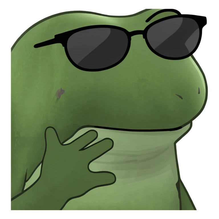bufo frog wearing chic sunglasses, sipping a colorful cocktail sticker
