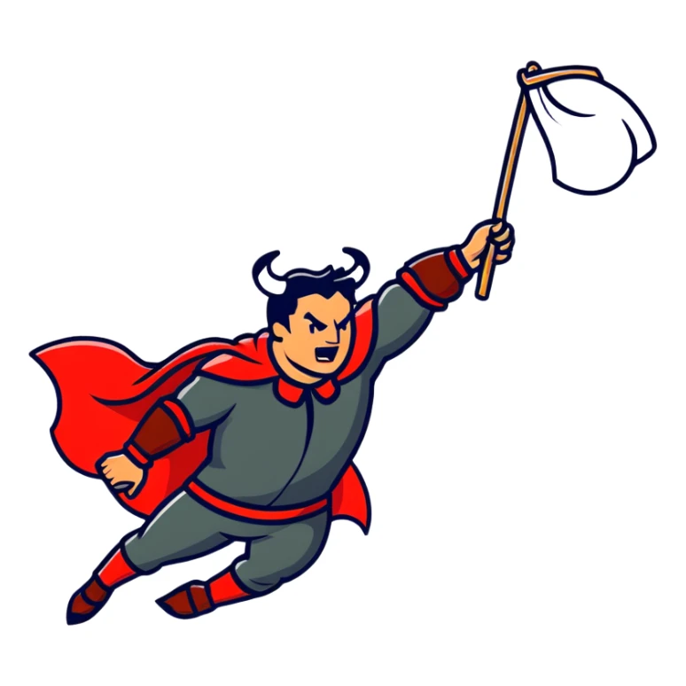 Matador in traditional costume waving red cape at angry bull sticker