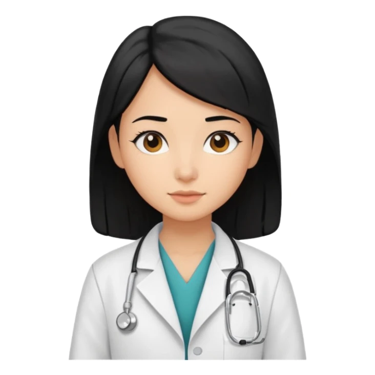Una chica con el pelo negro por el hombro con bata de doctora  sticker
