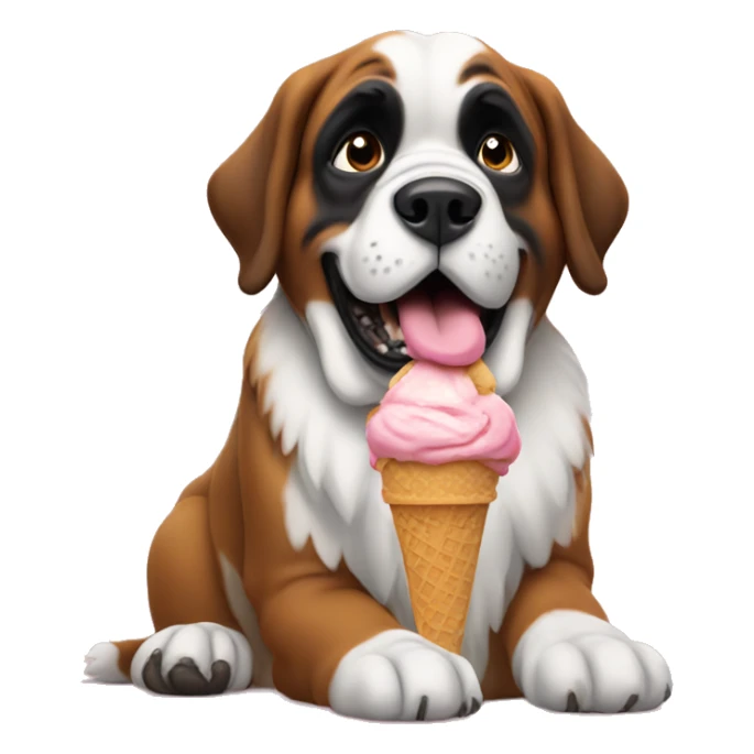 St bernard licking an ice cream cone sticker