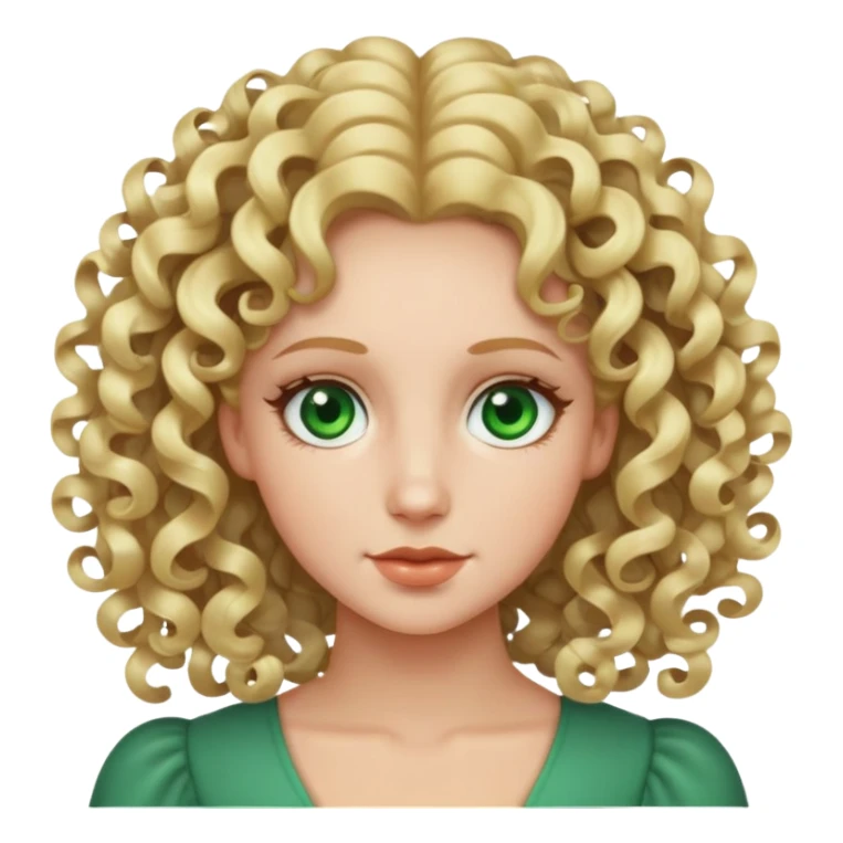 woman with blonde 3b springy ringlet curls and green eyes sticker