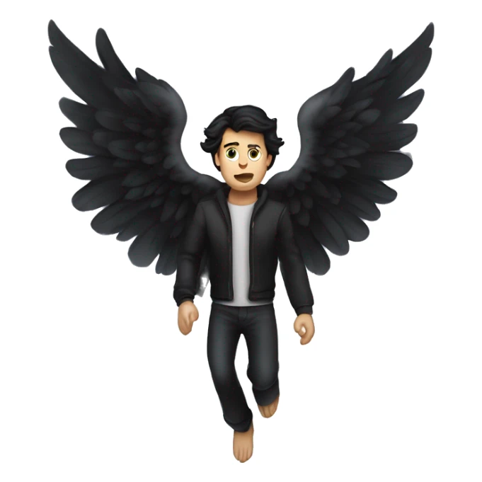 dark angel falling from the sky, caucasian dark haired man sticker