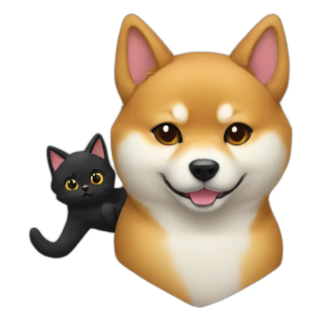 shibainu and black cat lovely sticker
