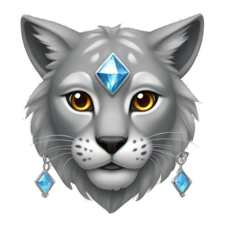 gray lynx. Around his neck, there is an amulet shaped like a diamond. sticker