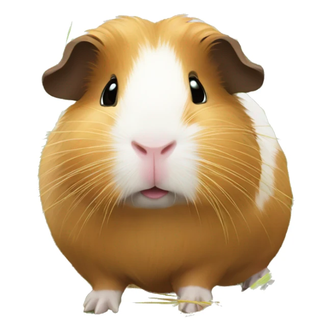 Guineapig eating  a strand of long grass hay  sticker