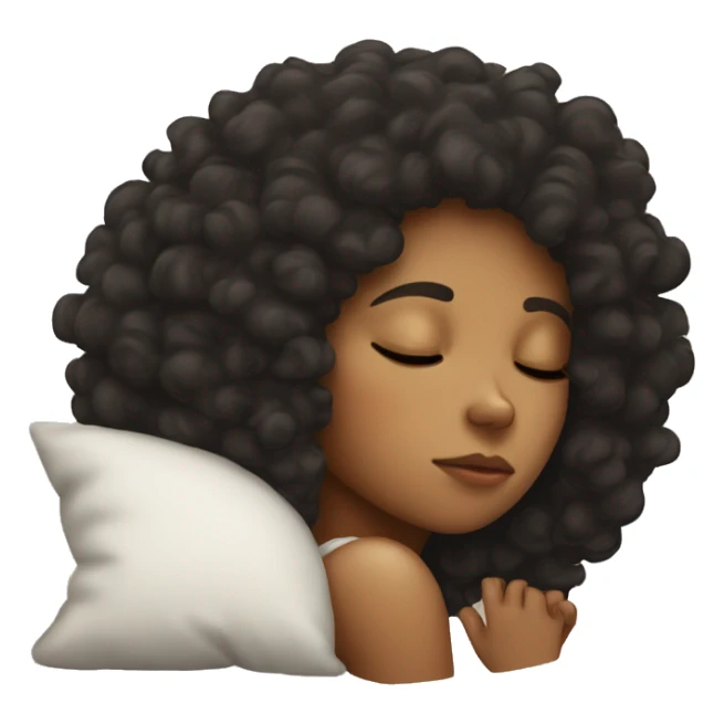 sleeping girl with dark long curly afro sticker