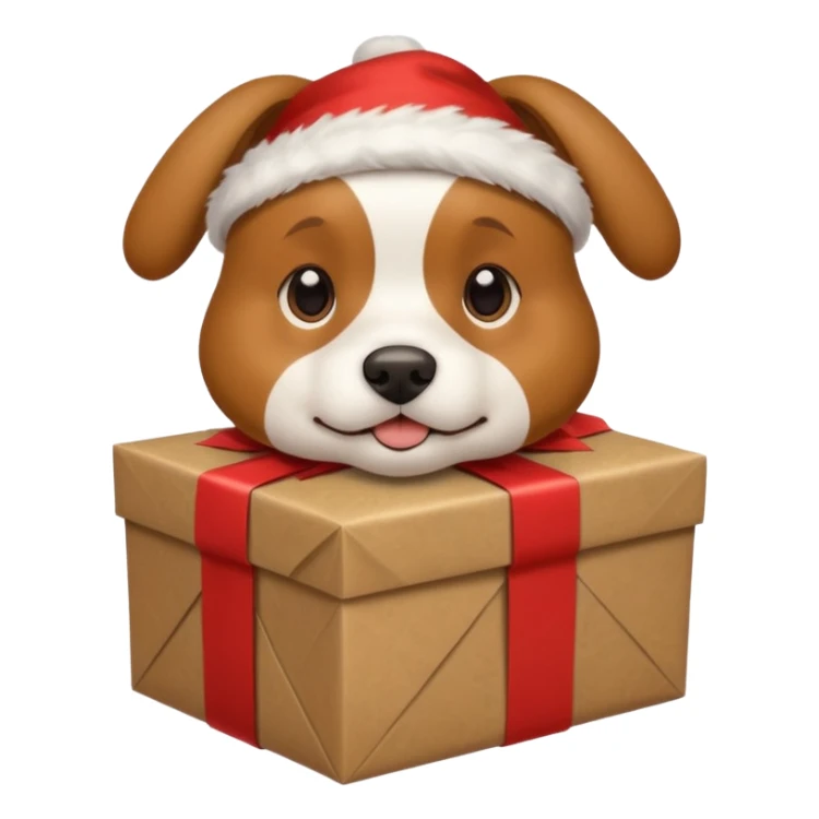 Dog in wrapped paper new yaer  sticker