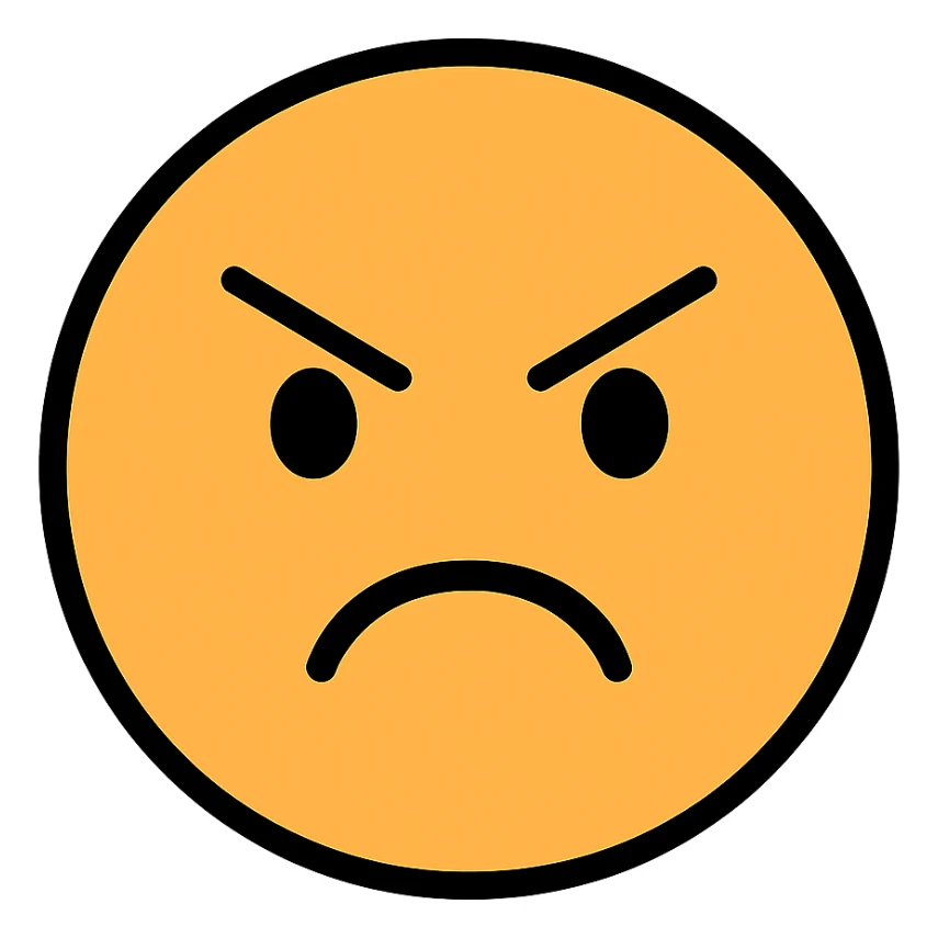 bad face emoji with angry eyebrows and downturned mouth sticker