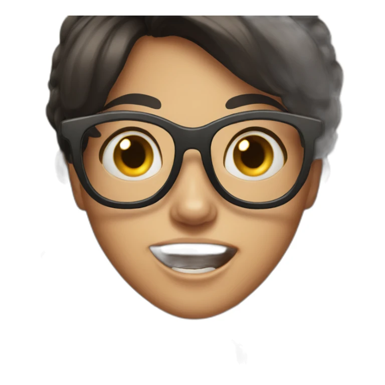 scared girl with buck teeth glasses and dark hair sticker