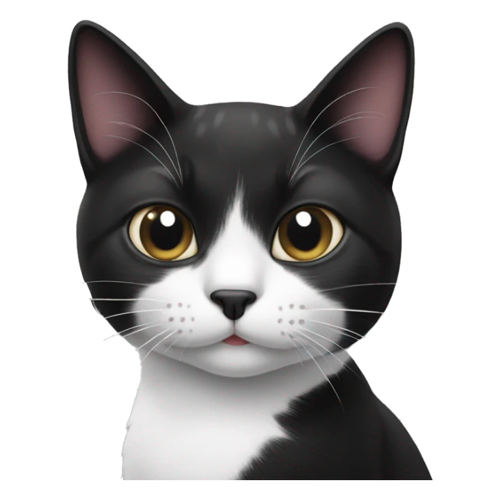 Black and white cat with a heart  sticker