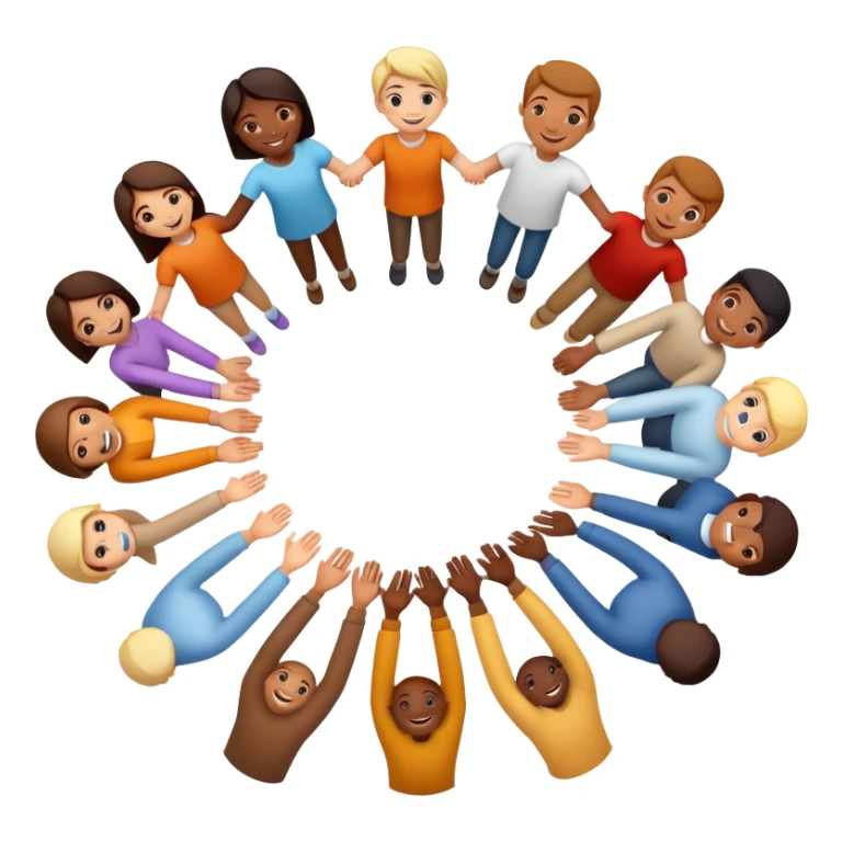 People holding hands in a circle sticker