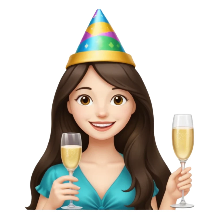 white happy long haired brunette girl partying sticker