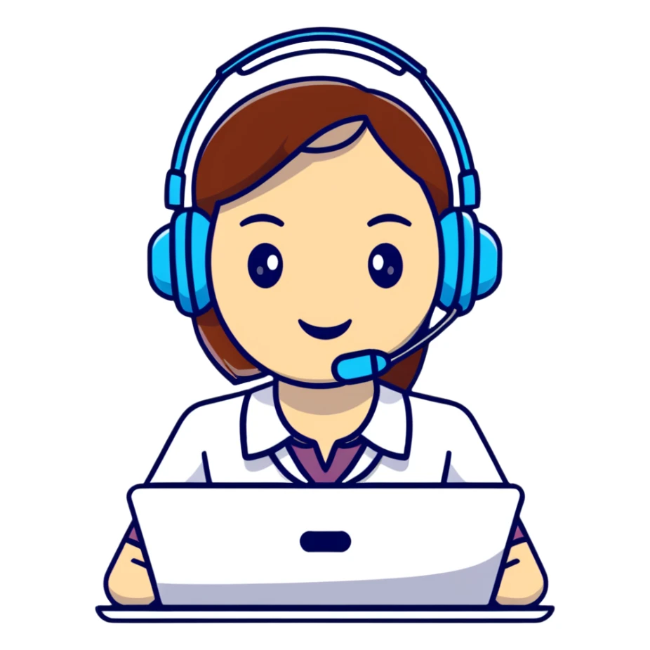 AI voice receptionist with headset, cartoonish, bright colors sticker