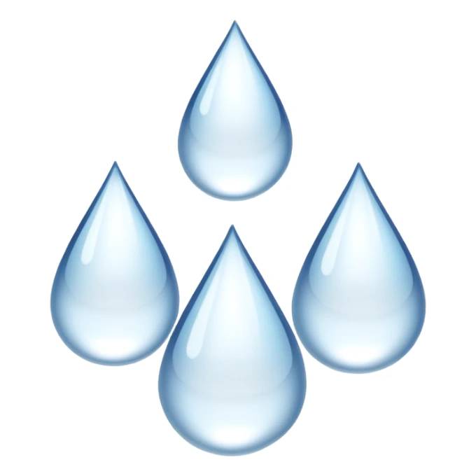 three equally sized droplets stacked on top of each other with two other droplets going outward from the middle droplet; 5 droplets total sticker