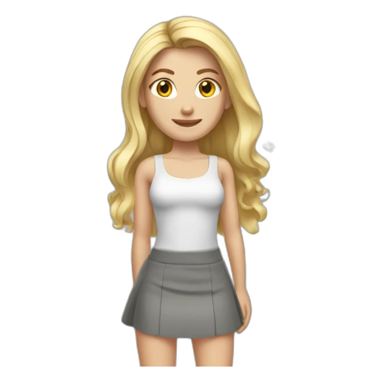 caucasian straight long haired blonde tight grey mini skirt sticker