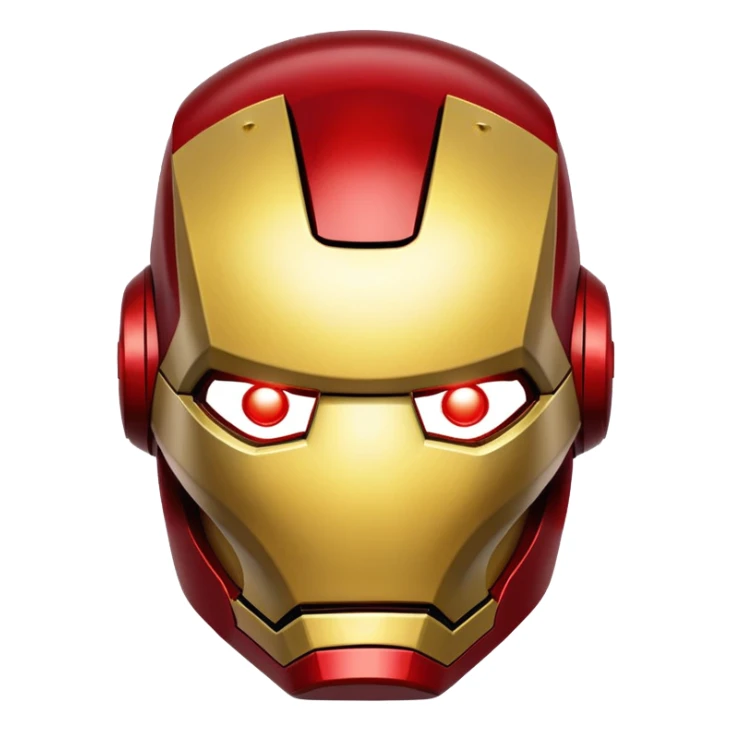 Iron Man helmet face, red and gold metal mask with glowing eyes sticker