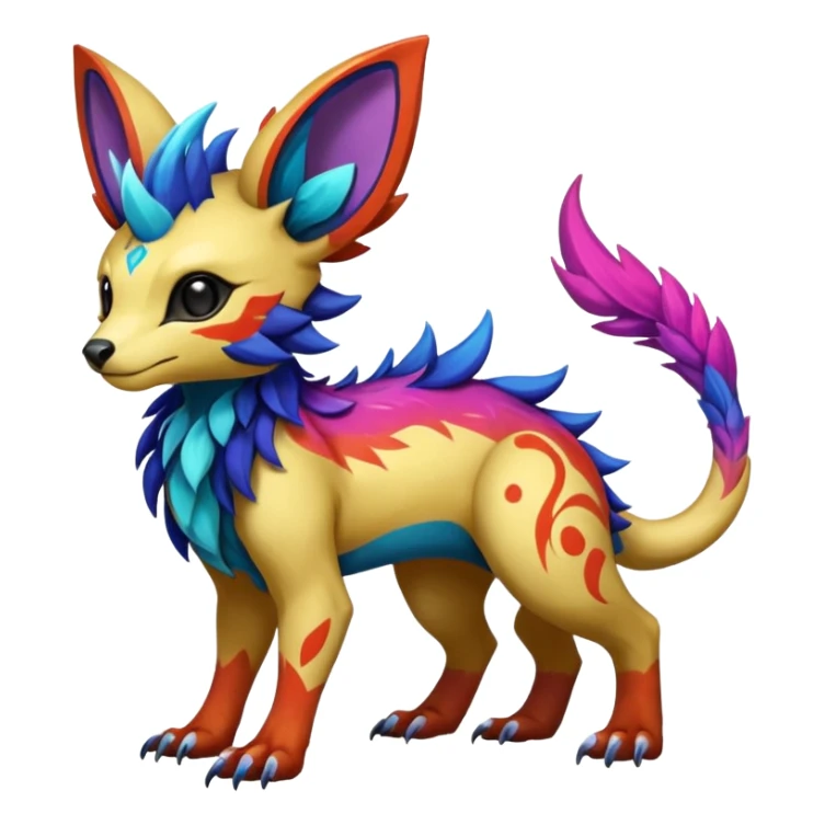 Rare realistic exotic cute epic pretty beautiful handsome gorgeous aesthetic colorful vibrant Vernid-Protogen-Primagen-Wickerbeast-species-Fakemon-creature by LiLaiRa, random markings, tufted ears, full body sticker