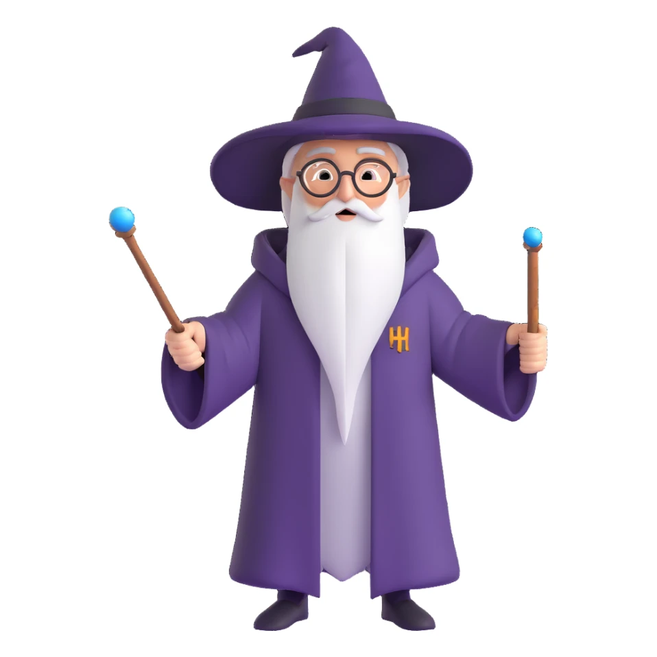 Harry Potter wizard with wand and Hogwarts robe sticker