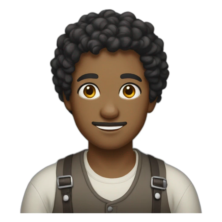 Young cobbler, black curly short hair, black eyes sticker