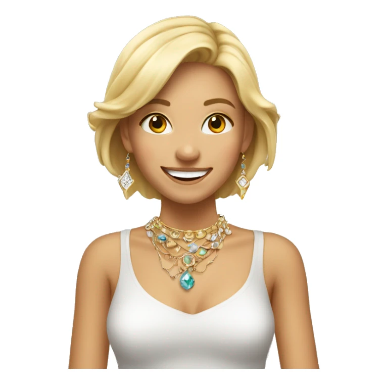 smiling girl with jewelry indoors cutting  sticker