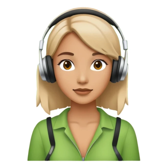 Woman with headphones with green park background sticker