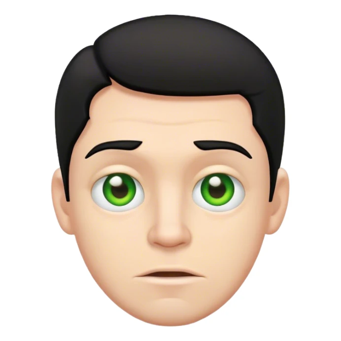 ugly white guy with black hair wearing green brown eyes sticker